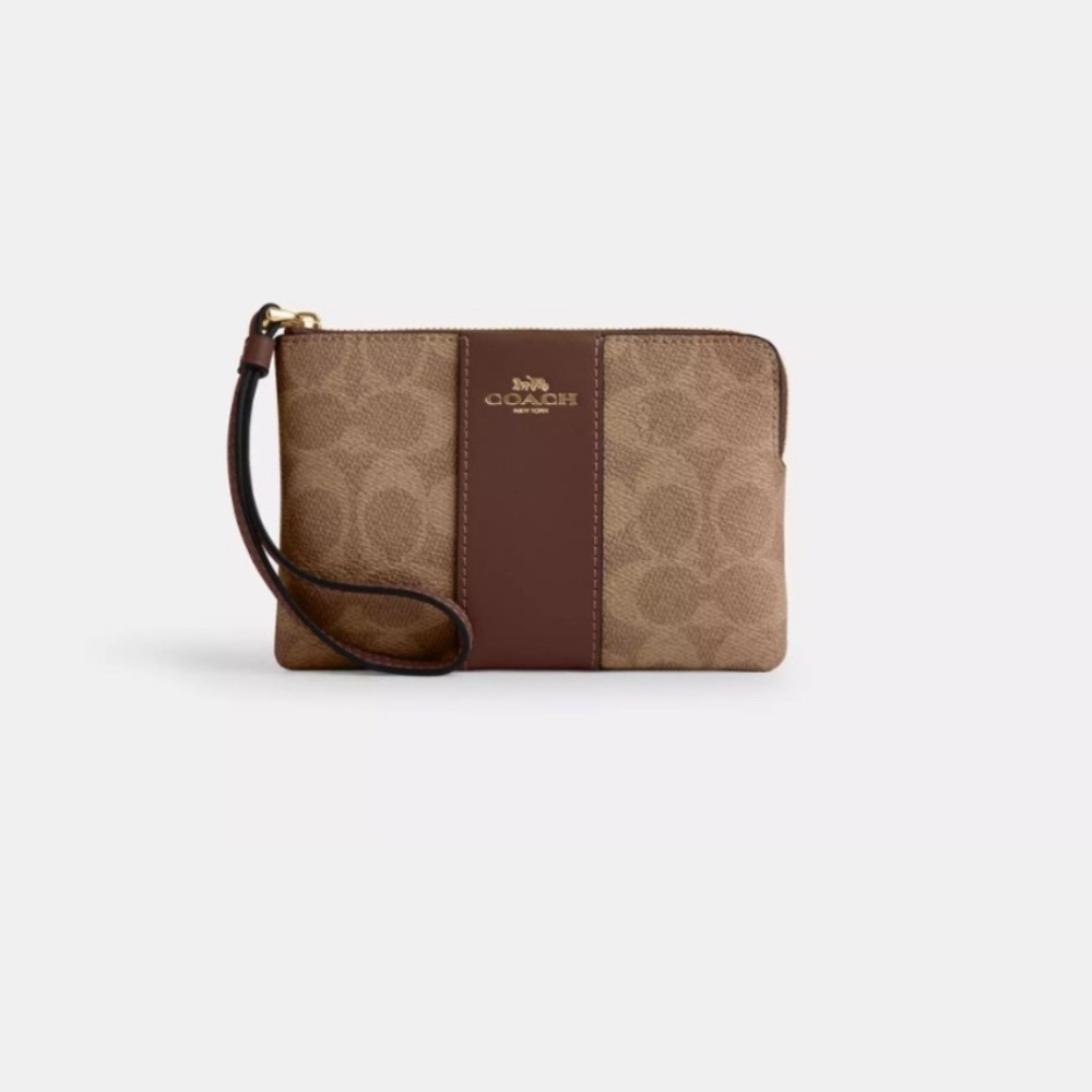 Coach Tan and Brown Wristlet